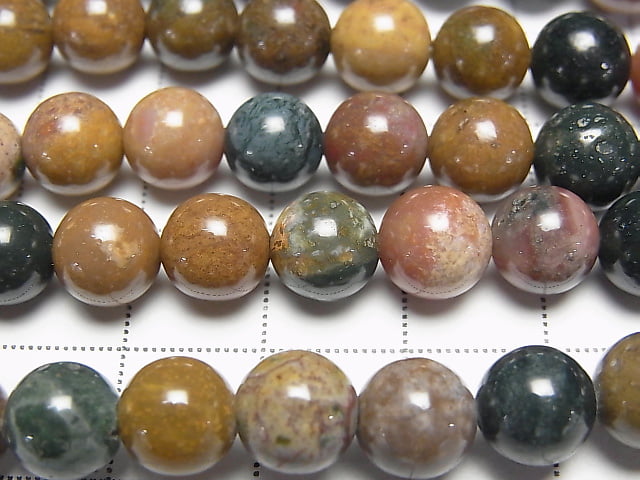 [Video] Madagascar Ocean Jasper Round 8mm 1strand beads (aprx.15inch/36cm)
