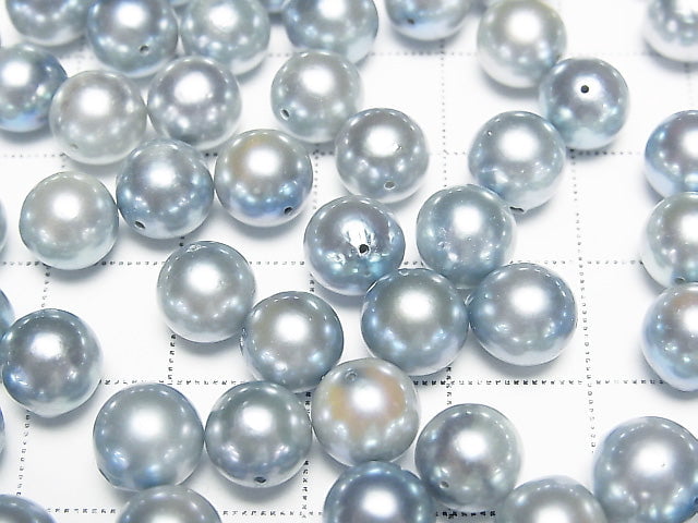 [Video] Japanese Akoya Pearl AA++ Round 8mm Silver Blue [Drilled Hole] 3pcs