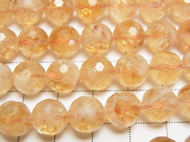 [Video]High Quality! Phantom Citrine AA++ 128Faceted Round 10mm half or 1strand beads (aprx.15inch/36cm)