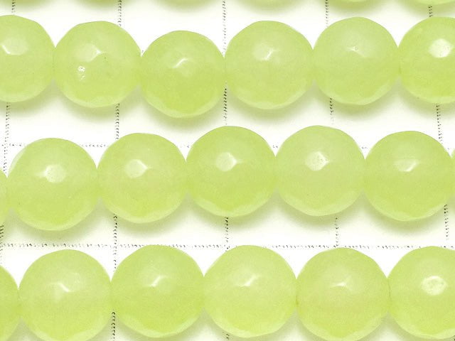 Yellow Green Jade Faceted Round 8mm 1strand beads (aprx.15inch / 36cm)