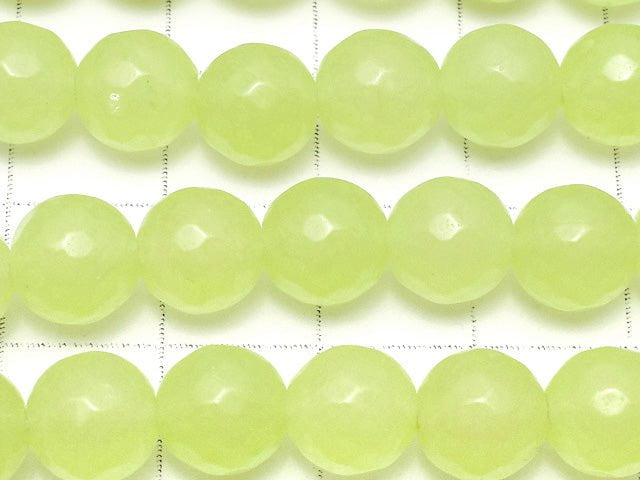 Yellow Green Jade Faceted Round 8mm 1strand beads (aprx.15inch / 36cm)