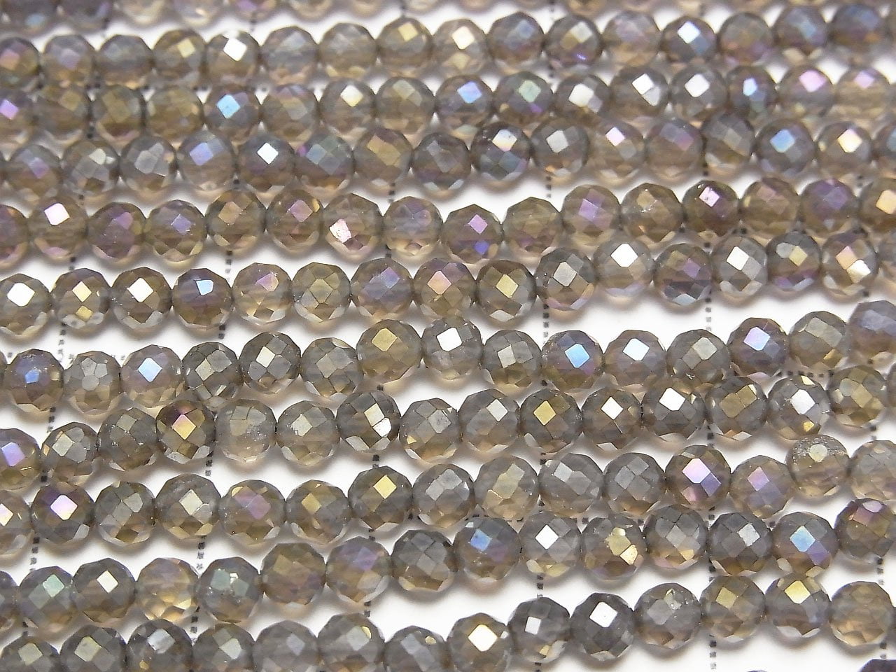 Hochwertig! Blitz, rauchiger Quarz facettiert Rund 4mm 1Strang Perlen (ca. 15Zoll/37cm)