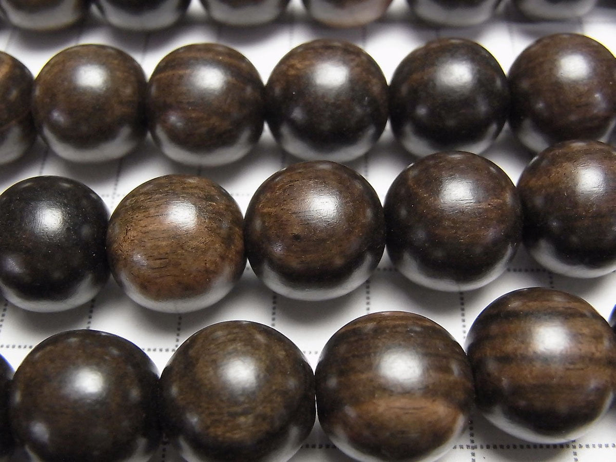 Ebony Wood Semi Round 15mm 1strand beads (aprx.15inch/37cm)