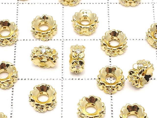 [Video] Metal parts Rondelle 6x6x2.5mm Gold color (with CZ) 2pcs