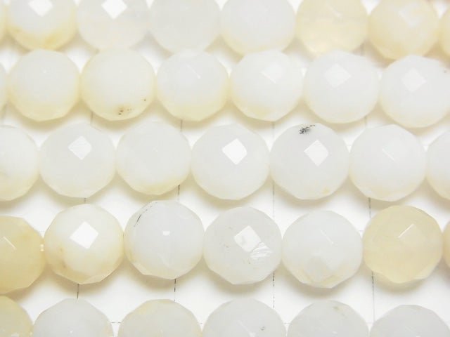 African White Opal 64 Faceted Round 8mm half or 1strand beads (aprx.15inch / 38cm)