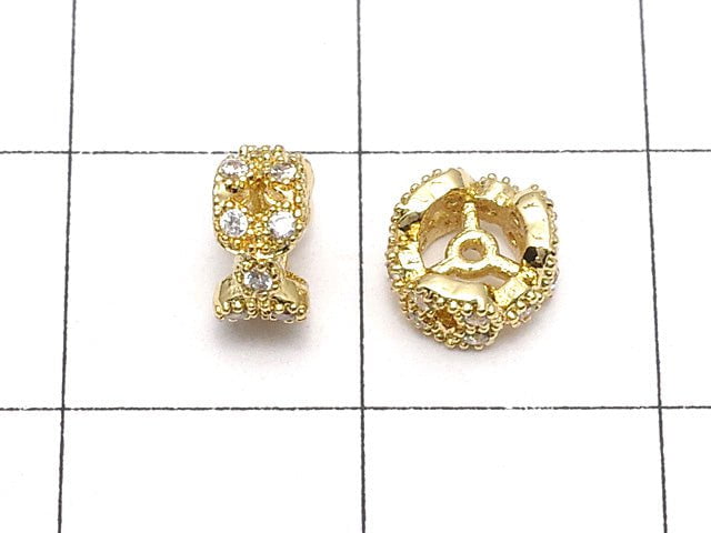 Metal Parts Rondelle 6 x 6 x 3 mm gold color (with CZ) 2 pcs $2.79!