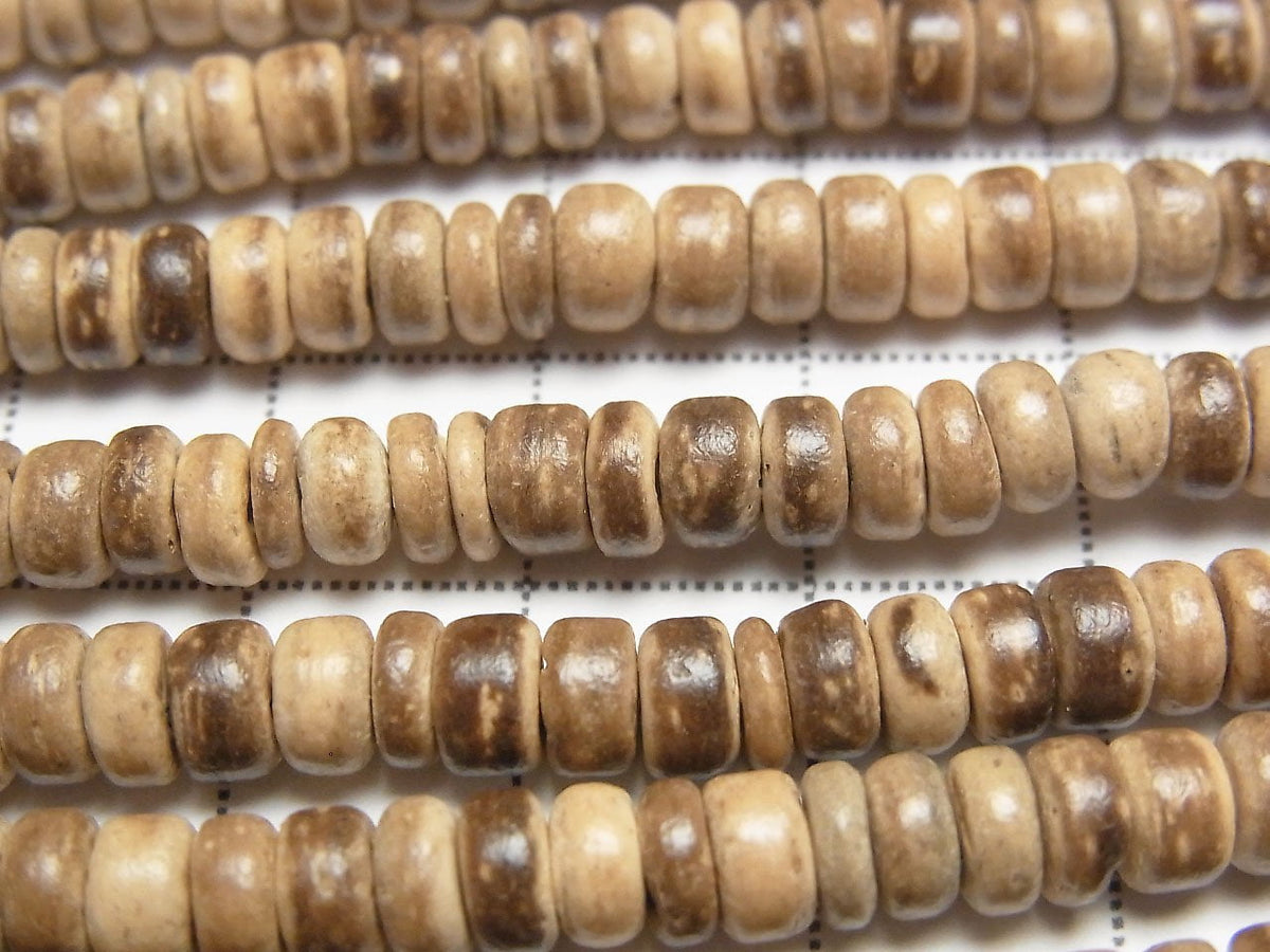Coconut Rondelle beads 5x5x3mm Beige x Brown 1 strand (approx. 15 inches/37 cm)