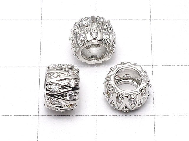 Metal Parts Roundel (Tube) 8 x 8 x 6 mm Silver Color (with CZ) 2 pcs $3.79!