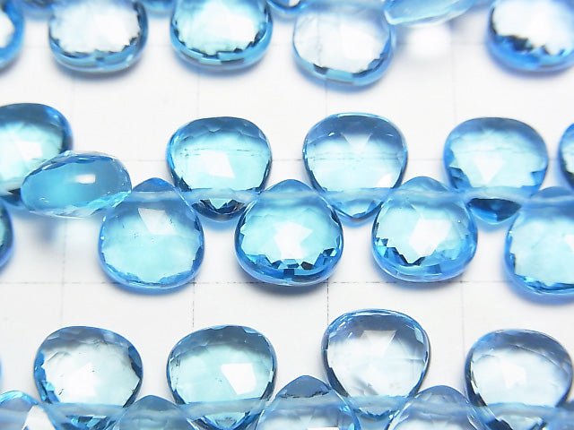 [Video] High Quality Swiss Blue Topaz AAA Chestnut Faceted Briolette 8 x 8 x 4 mm 2 pcs or 1 strand beads (aprx. 4 inch / 11 cm)