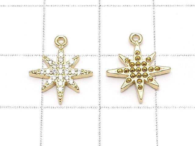 Metal Parts Star motif Star motif charm 14 x 12 mm gold color (with CZ) 2 pcs