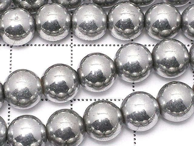 Magnetic! Hematite Round 6mm Silver Coating 1strand beads (aprx.15inch / 36cm)