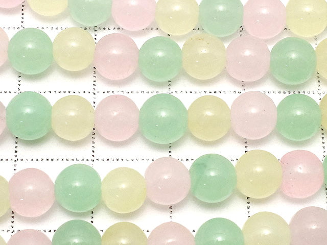 Pastel Mix Jade Round 6mm NO.2 1strand beads (aprx.14inch / 35cm)