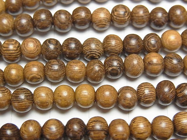 Wood Beads  Semi Round 6mm 1strand beads (aprx.15inch/38cm)