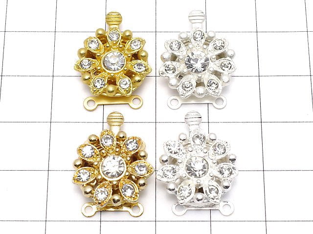 Metal Parts with rhinestone clasp flower 15 mm 2 holes 2 pcs $2.79!