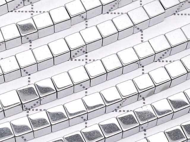 [Video] Hematite Cube 3x3x3mm Silver Coated 1strand beads (aprx.15inch/38cm)