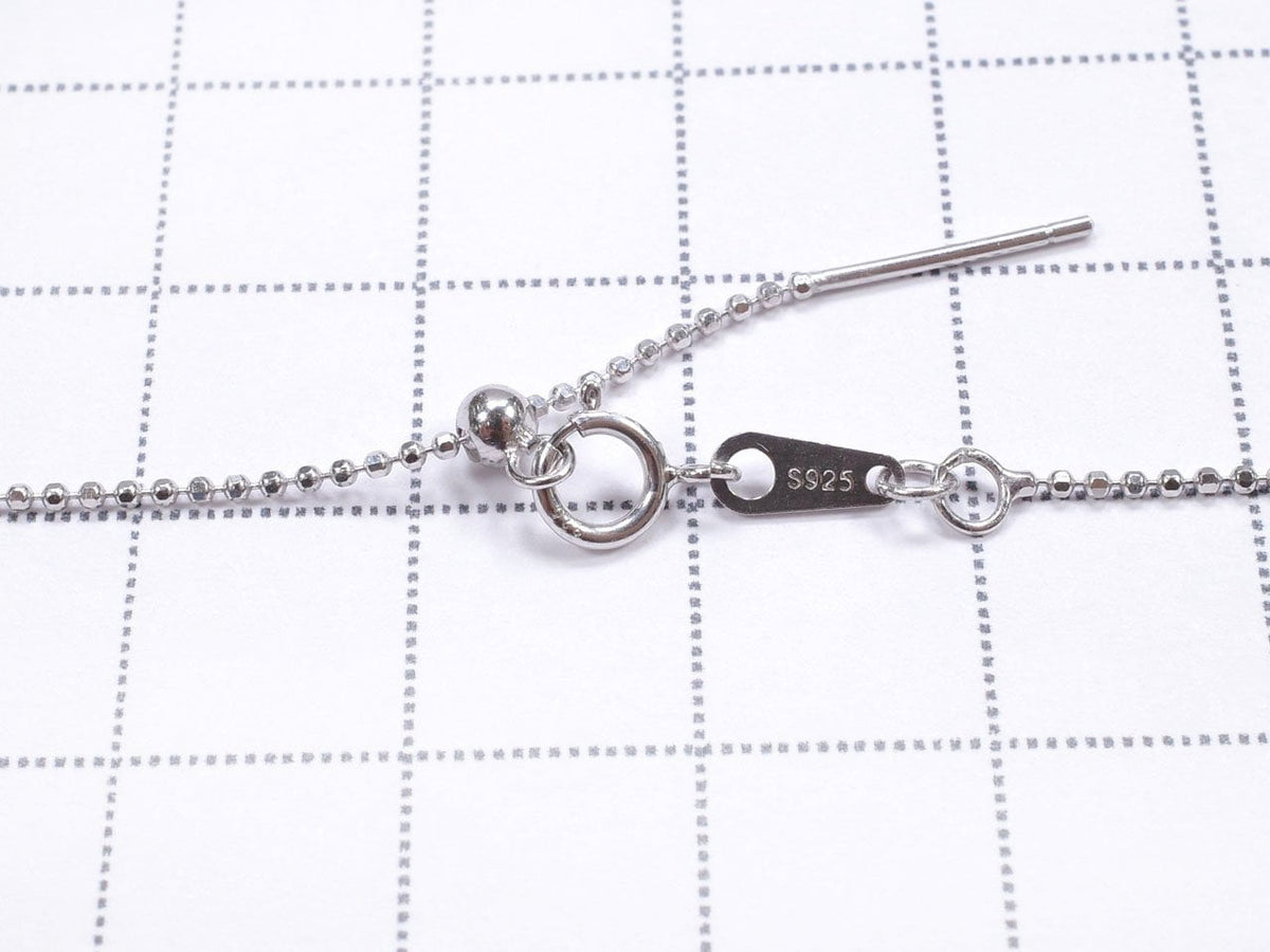 Chaîne billes coupées en argent 925 avec ajusteur coulissant 1mm plaqué rhodium [45cm] Collier 1 pièce