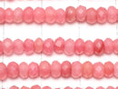 [Video] Strawberry Red Color Jade Faceted Button Rondelle 4x4x3mm 1strand beads (aprx.13inch / 33cm)