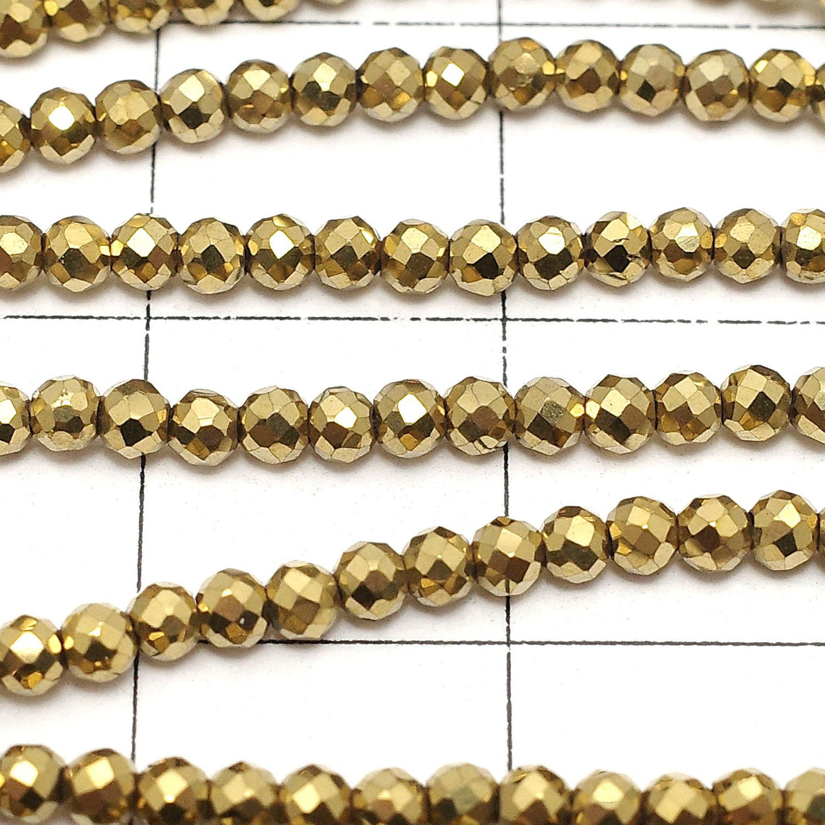 High Quality! Hematite Faceted Round 2mm gold coated 1strand beads (aprx.15inch/36cm)