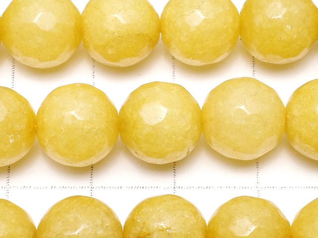 Yellow color Jade 128Faceted Round 10mm 1strand beads (aprx.15inch/36cm)