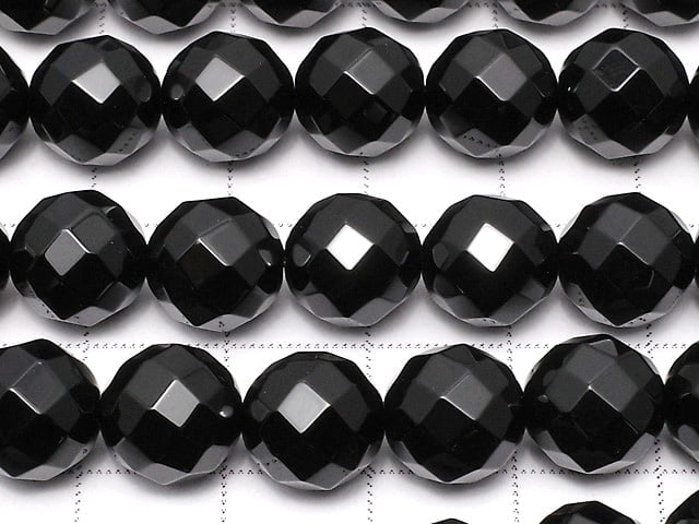 [Video] Onyx  64Faceted Round 10mm 1strand beads (aprx.14inch/35cm)