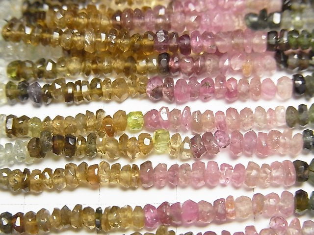 [Video] 1strand $19.99 Multicolor Tourmaline AA ++ Faceted Button Rondelle 1strand beads (aprx.13inch / 33cm)