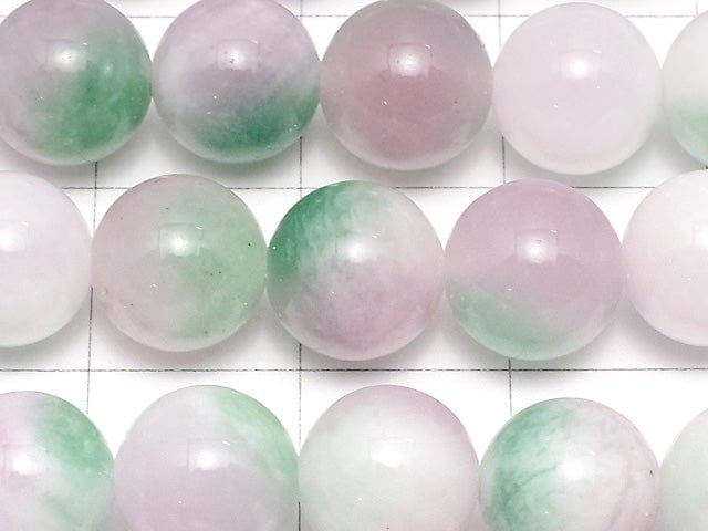 Pink Purple x Green Jade Round 8mm 1strand beads (aprx.15inch / 36cm)