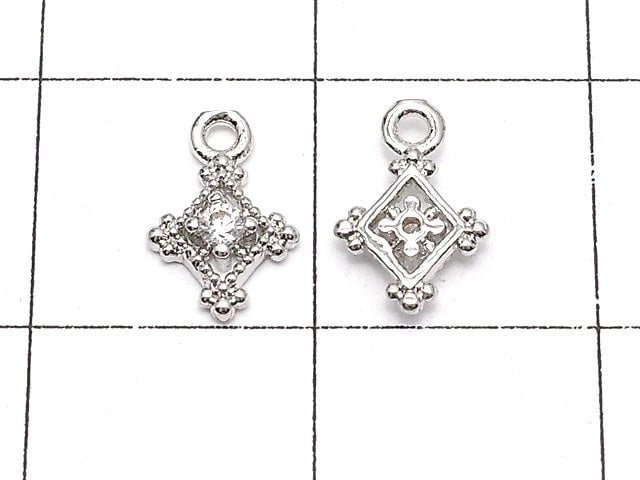 Metal Parts Diamond Charm Silver Color (with CZ) 3pcs $2.99!