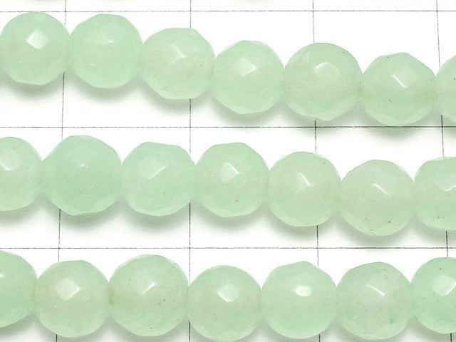 Pastel Green Jade 64 Faceted Round 6 mm 1strand beads (aprx.15 inch / 37 cm)