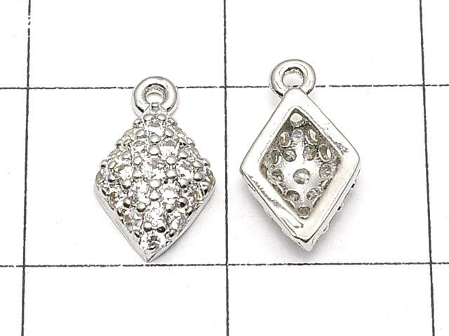 Metal Parts charm with CZ  Diamond Shape11x6mm Silver Color 2pcs $2.79!