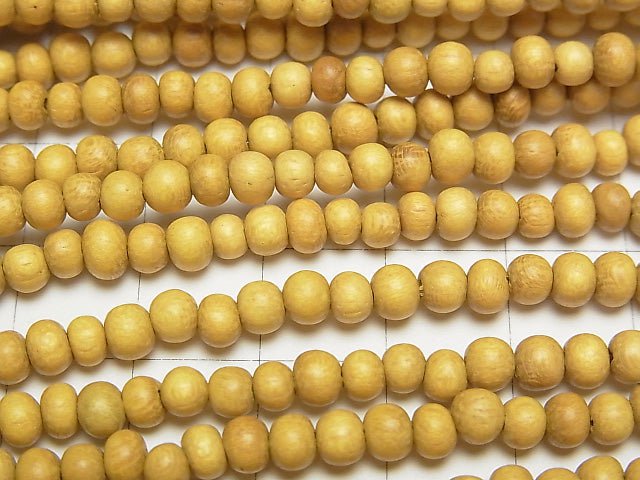 Wood Beads (Yellow) Semi Round 4-5mm 1strand beads (aprx.15inch/38cm)