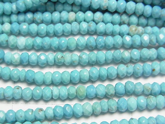 [Video] Magnesite Turquoise  Faceted Button Roundel 3x3x2mm 1strand beads (aprx.15inch/38cm)