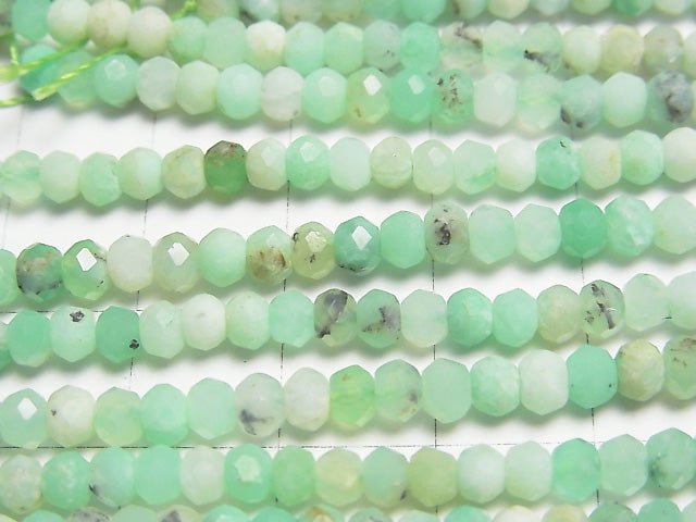 [Video] High Quality!  Chrysoprase AA++ Faceted Button Roundel  half or 1strand beads (aprx.15inch/38cm)