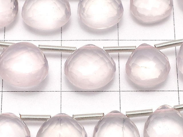 [Video] MicroCut High Quality Rose Quartz AAA Chestnut  Faceted Briolette  1strand (8pcs )