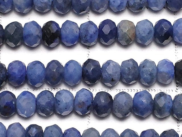 [Video]High Quality! Dumortierite Faceted Button Roundel 3x3x2mm 1strand beads (aprx.15inch/37cm)