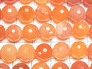 High Quality! Orange Color Chalcedony 128 Faceted Round 10 mm half or 1 strand beads (aprx.15 inch / 37 cm)
