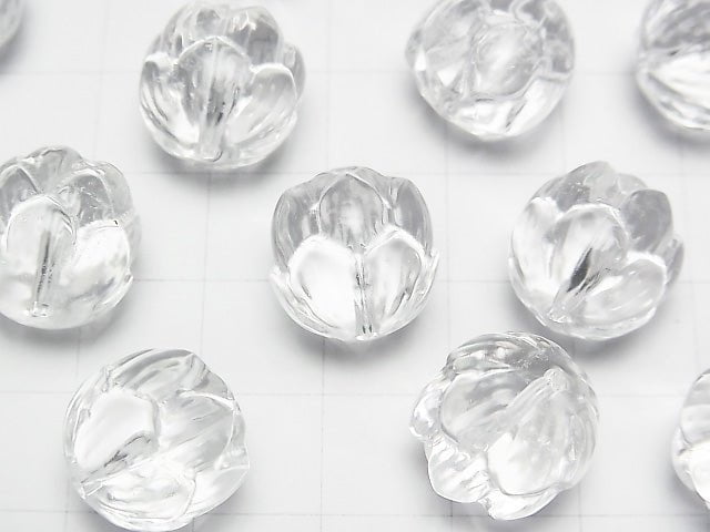 [Video]Crystal AAA Vertical Hole Lotus Carving 14mm 1pc