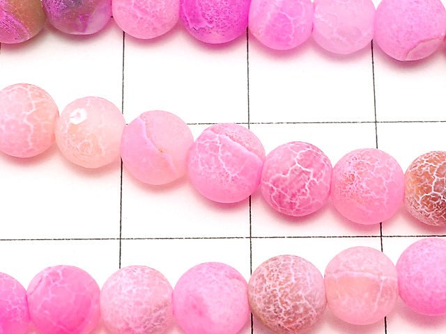 [Video] Frost pink color agate round 6mm antique finish 1strand beads (aprx.13inch/32cm)