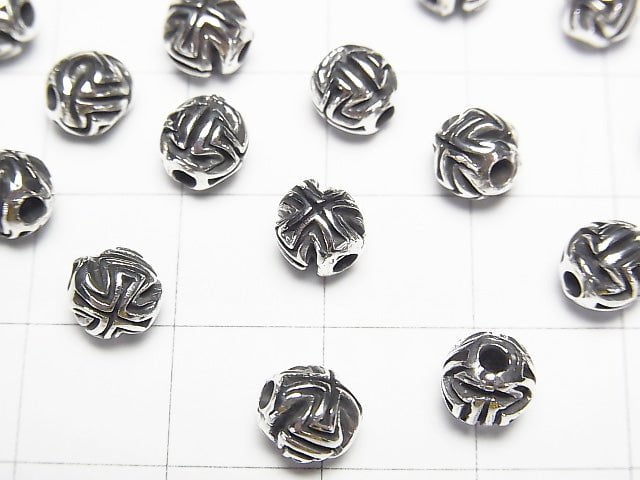 Silver925 Cross Motif Round 6mm 1pc