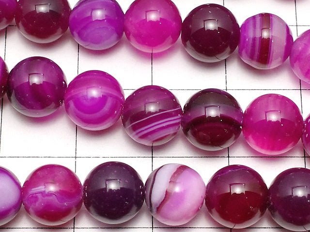 [Video] Pink stripe agate Round 8mm 1strand beads (aprx.15inch / 36cm)