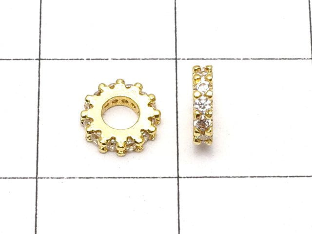 Metal Parts Roundel 6x6x1.5mm Gold with CZ 3pcs $2.79!