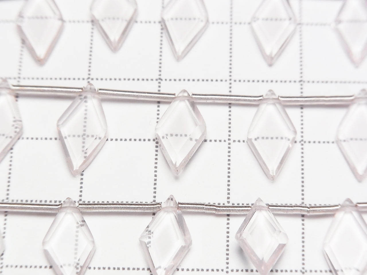 High Quality Rose Quartz AAA Diamond Shape 14x7mm 1strand beads (8pcs)