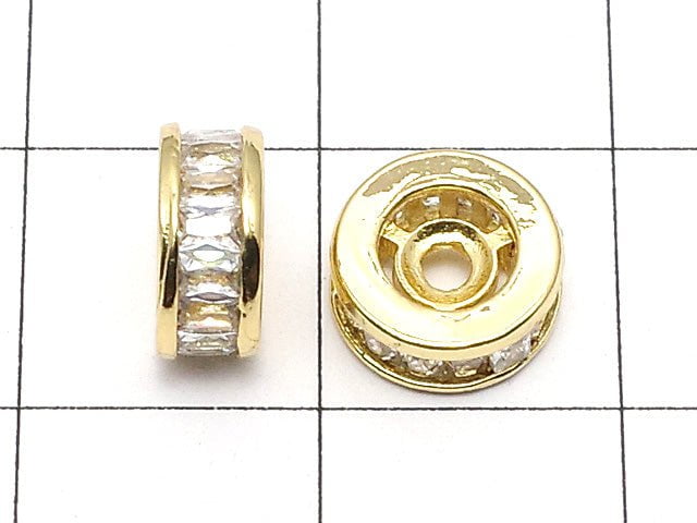 Metal Parts Roundel 8x8x3.5mm Gold with CZ 2pcs $3.79!