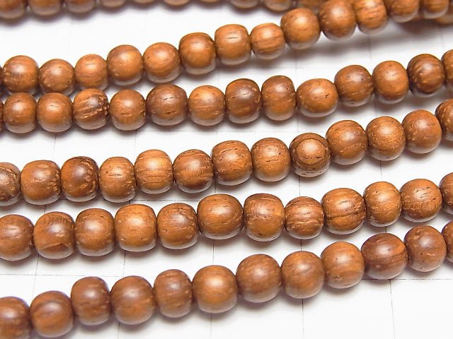 Bayon Wood Beads Semi Round 5mm 1strand beads (aprx.15inch / 38cm)