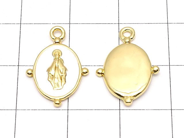 Metal Parts Charm 18x13mm Miraculous Medal White 1pc $1.79!