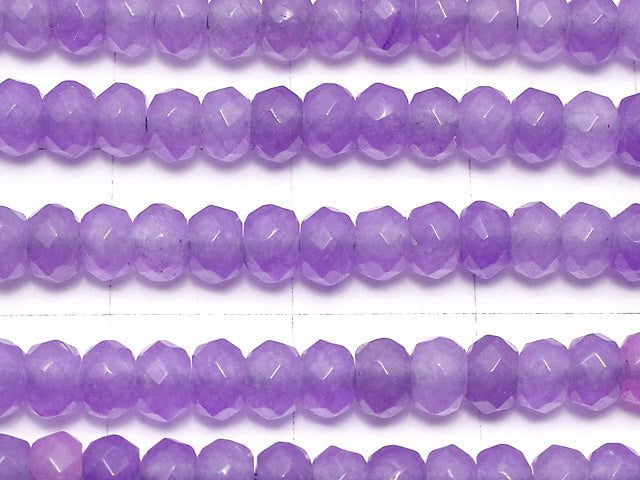[Video] Light purple color Jade Faceted Button Rondelle 4x4x2mm 1strand beads (aprx.14inch / 34cm)