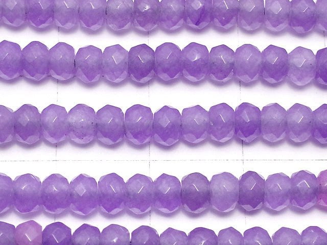 Light purple color Jade Faceted Button Roundel 4x4x2mm 1strand beads (aprx.14inch / 34cm)