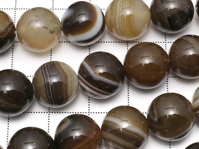 [Video] Brown stripe agate AAA Round 12mm 1strand beads (aprx.15inch / 37cm)