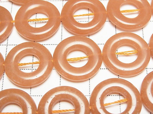 Orange Aventurine Coin (donut) 18 x 18 x 4 mm half or 1 strand (apr x 14 inch / 35 cm)