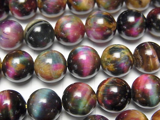 [Video] Mix Tiger's Eye AAA- Round 10mm 1strand beads (aprx.14inch / 35cm)