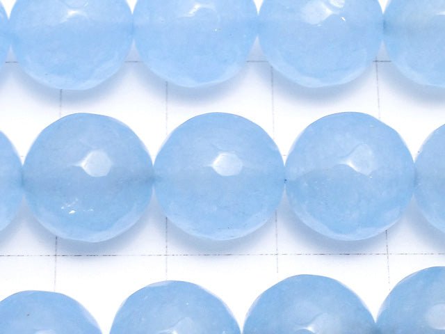 Blue Color Jade 128 Faceted Round 12 mm 1strand beads (aprx. 14 inch / 35 cm)